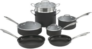Cuisinart DSA-11 Dishwasher Safe Hard-Anodized 11-Piece Cookware Set, Black