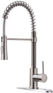 KINGO HOME Lead Free Stainless Steel Single Lever Handle Pull Down Sprayer Brushed Nickel Kitchen Faucet, Kitchen Sink Faucet With Deck Plate