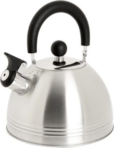 Mr. Coffee Carterton 1.5 Quart Stainless Steel Whistling Tea Kettle, Silver