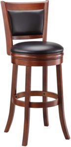 Ball & Cast Jayden Wooden Swivel Bar Stool with Faux-Leather Upholstery - 29 Inch Seat Height, Cherry