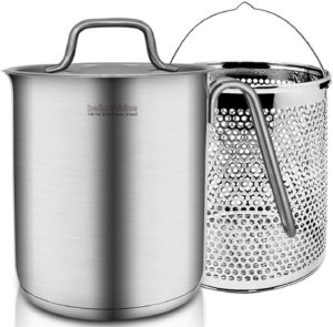Bella Cuisine Induction Pasta Pot Stainless Steel Multipot Steamer 3.7 Quart 16cm with Strainer