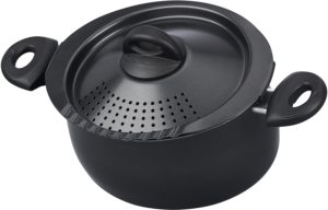 Bialetti 07265 Oval 5.5 Quart Pasta Pot with Strainer Lid, Nonstick, 1, Black
