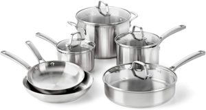 Calphalon Classic Pots And Pans Set, 10-Piece Cookware Set, Stainless Steel