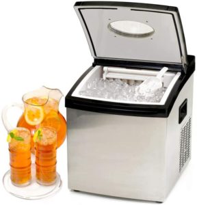 Commercial Grade Crystal-clear Ice Maker, Countertop Stainless Steel Ice Cube Machine, Including Scoop and Connection Hose