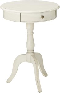Décor Therapy Pedestal Table with Drawer, Antique White