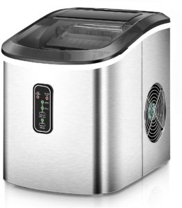 Euhomy Ice Maker Machine Countertop, Makes 26 lbs Ice in 24 hrs-Ice Cubes Ready in 9 Mins, Compact&Lightweight Ice Maker with Ice Scoop and Basket. (Silver)