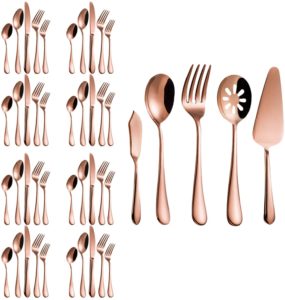 Flatware Set, Magicpro Modern Royal 45-Pieces rose gold Stainless Steel Flatware for Wedding Festival Christmas Party, Service For 8