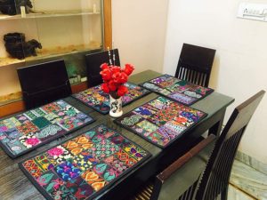 GANESHAM Indian Handmade New Vintage Patchwork Dinning Table Cotton Table Mats, Table Runner, Table Cloth, Kitchen & Table Linens, Desk Table Pads, Handmade Placemats (4)