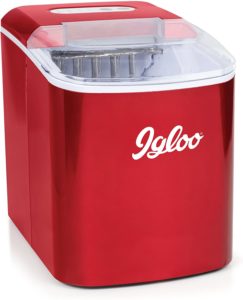 Igloo ICEB26RR Automatic Portable Electric Countertop Ice Maker Machine, 26 Pounds in 24 Hours, 9 Ice Cubes Ready in 7 minutes, With Ice Scoop and Basket, Perfect for Water Bottles, Mixed Drinks