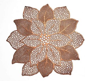 JLXZHOME Mat Tabl Stand Mug Coaster Placemat for Kitchen Dining Table Simulation Plant PVC Decorative Pad Coasters Home Decor 4pcs,Coffee