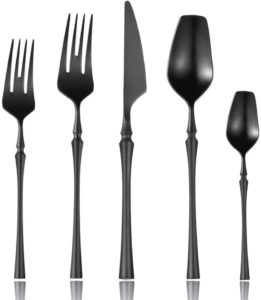 Lemeya 20-Piece 18/10 Stainless Steel Matte Black Silverware Set Luxury Flatware Cutlery Set Service for 4 Include Knife Fork Spoon Dishwasher Safe (Black 20 Piece Set)