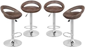 Pub Swivel Barstool Patio Barstool Adjustable Height Pub Chairs Hydraulic Indoor/Outdoor Barstools Modern Sleek Style, Set of 4