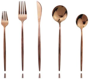 Rose Gold Silverware Set, JASHII 30-Piece Stainless Steel Flatware Cutlery Set for 6, Elegant Hourglass Polished Mirror Finish, Ideal for Home Hotel Wedding Festival Party, Dishwasher Safe