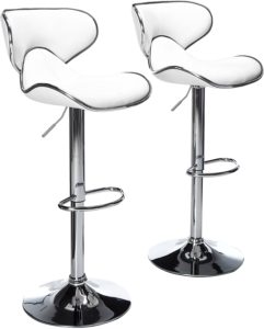 Roundhill Furniture Masaccio Cushioned White Leatherette Upholstery Airlift Swivel Barstool (Set of 2)
