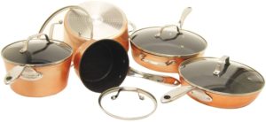 THE ROCK by Starfrit 030910-001-0000 10-Piece Cookware Set, Copper