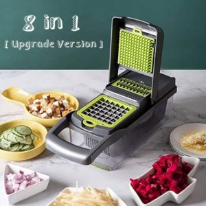 Vegetable Chopper with 7 Blades Used as Onion Chopper, Bell Pepper, Celery, Potato Diced and Carrot Slicer