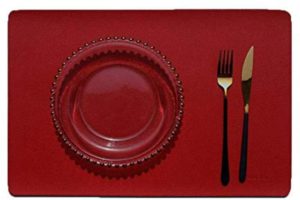 Xiying Dinner Table Mats Leather Texture Placemat Anti-hot Dish Pad Waterproof Oilproof Home Dining Table Mesa Protection Mats 4 Pieces(45 X 30cm) (Red)