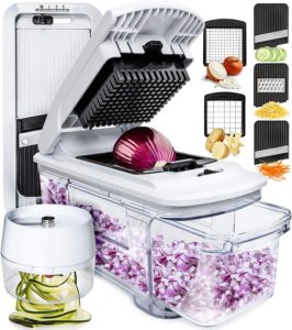 fullstar Mandoline Slicer Spiralizer Vegetable Slicer - Vegetable Chopper Onion Chopper Food Chopper Vegetable Spiralizer Mandoline Slicer Cutter Chopper and Grater Slicer Zucchini Spaghetti Maker